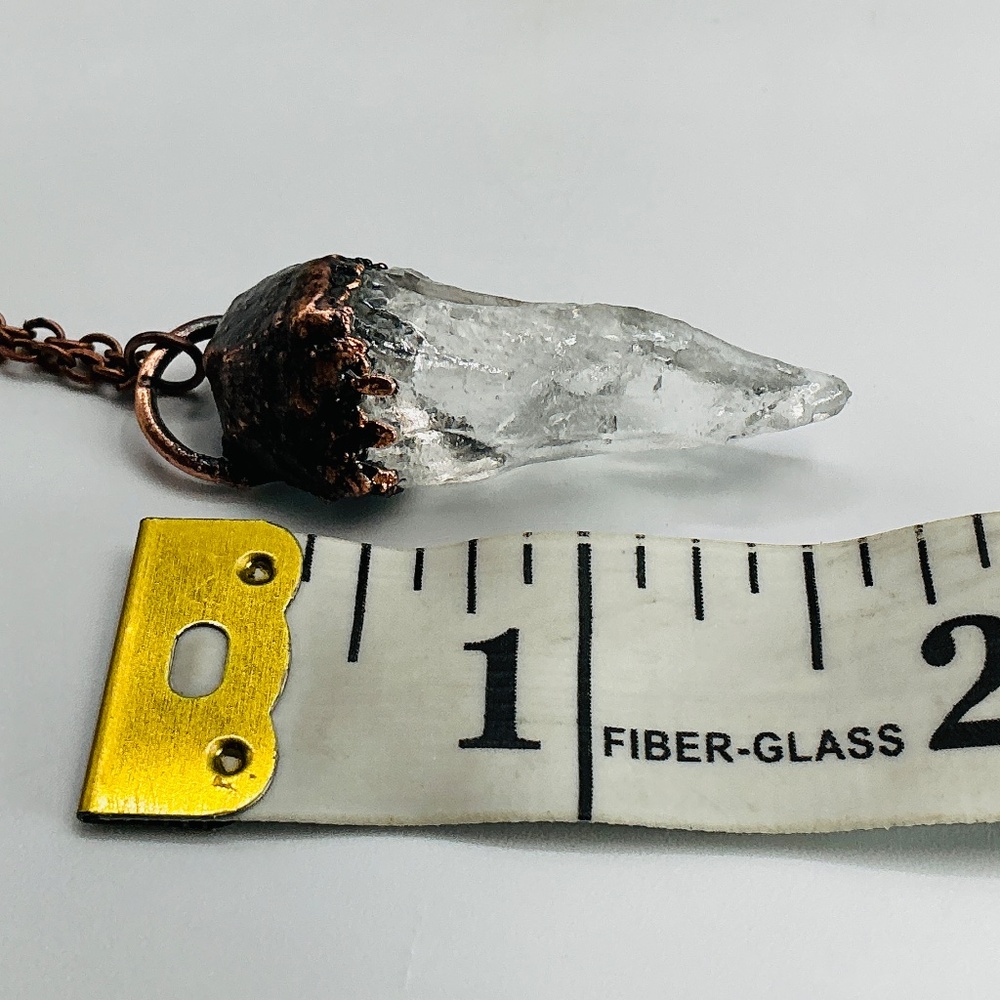 Copper Necklace Quartz Crystal Gem Stone Handmade Jewelry Pendant 20” Chain - Picture 11 of 12